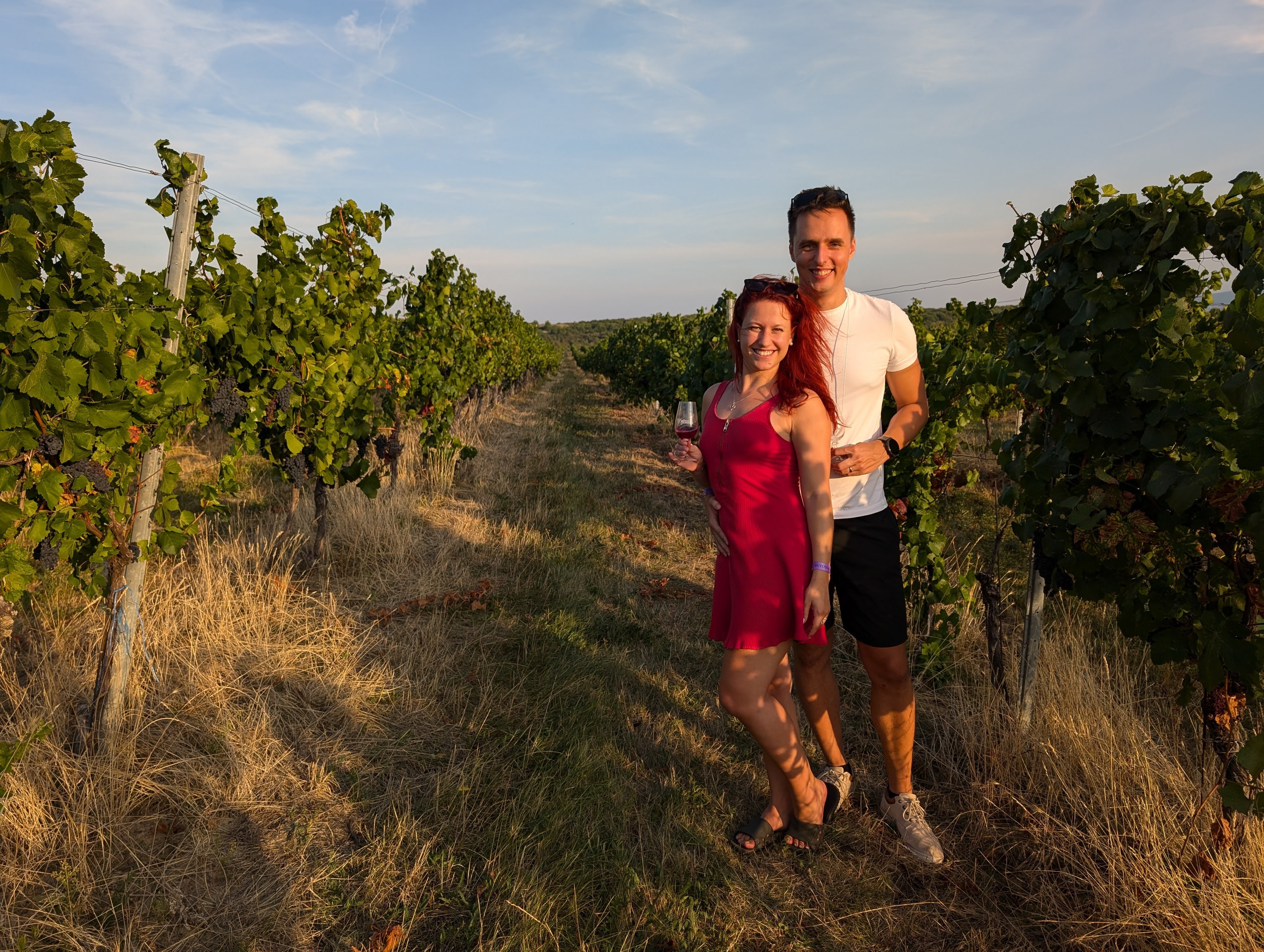 My wife and I doing what we do best – tasting wine. 